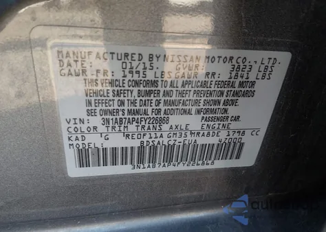 2015 Nissan Sentra S from USA, damaged, VIN 3N1AB7AP4FY226868
